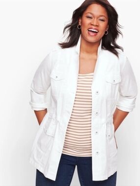 NWT Talbots White Linen Cotton Field Jacket Size 1X
